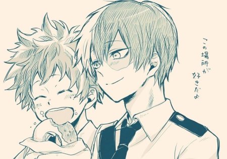 Шото Тодороки и Изуку Мидория черно белое