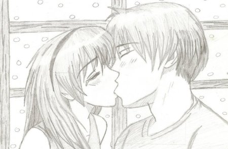 Рисунки аниме любовь легкие