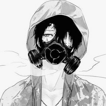 Аниме парень в противогазе