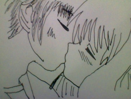 Рисование аниме поцелуй