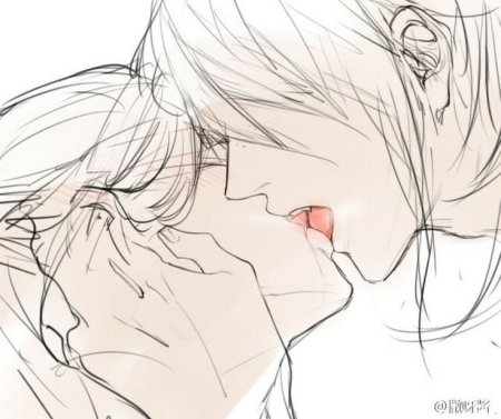 Поцелуй рисовка