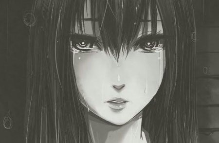 Грустное аниме лицо девушки
