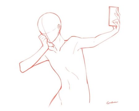 Позы для рисования с телефоном в руке