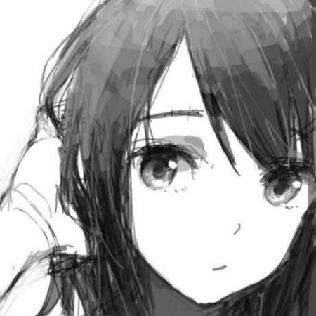 Аниме лицо девушки черно белое