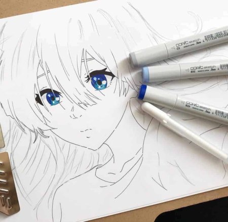 Девочка рисунок скетч