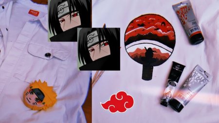 Рисунки аниме на одежде акрилом
