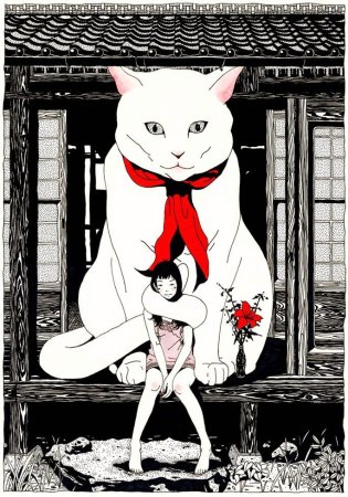 Кошки японские иллюстрации