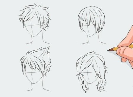 Рисовка волос аниме парней