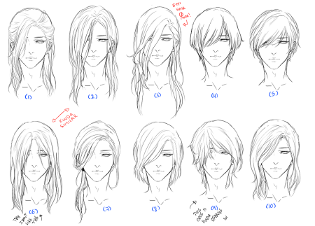 Мужские аниме прически референс длинные волосы