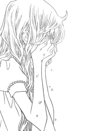 Рисунок плачущей девушки аниме