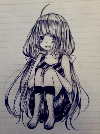 Плачущая аниме тян для срисовки