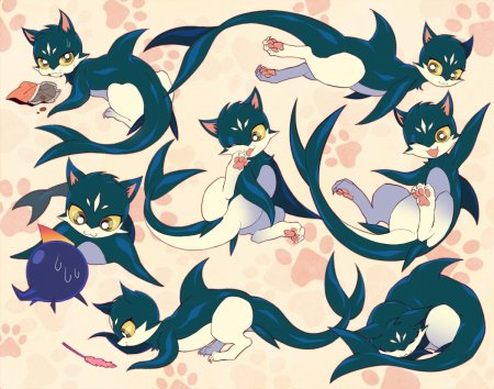 Кошки с хвостом рыбы арт