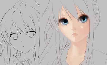 Лицо девочки рисунок аниме