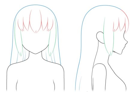 Аниме волосы девушек для срисовки