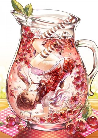 Аниме девушка со стаканом