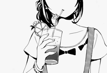 Девушка с напитком арт