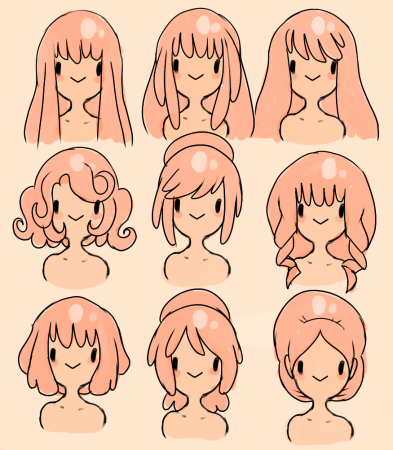 Разные стили рисования волос