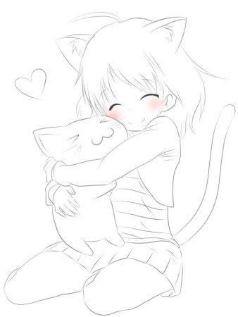 Аниме кошки для срисовки
