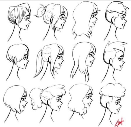 Волосы в профиль референс