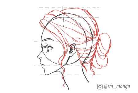 Волосы в профиль рисунок