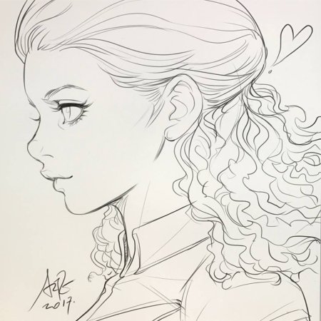 Девушка в профиль скетч