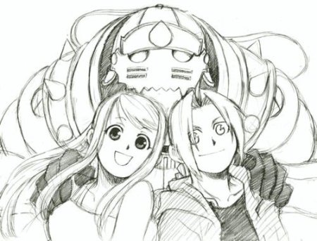 Аниме стальной алхимик черно белые