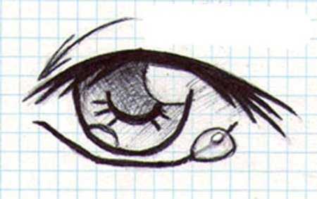 Поэтапное рисование аниме Плачущий глаз