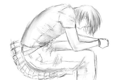 Набросок грустного человека