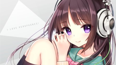 Аниме девушка в наушниках