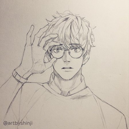 Скетч кудрявый парень