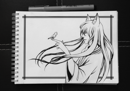 Аниме черной ручкой