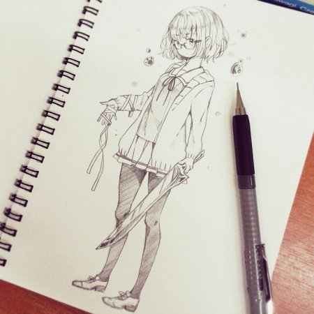 Аниме скетчи черной ручкой