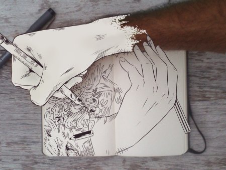 Арт в скетчбук для руки