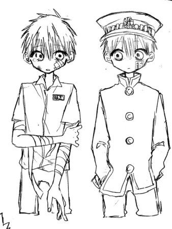 Раскраска аниме туалетный мальчик Ханако