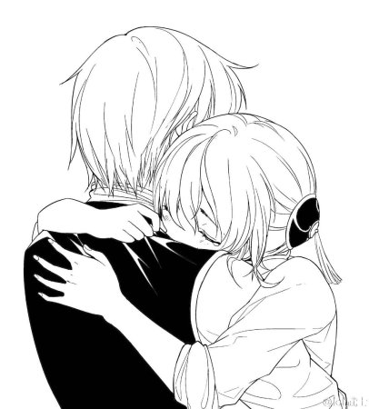 Аниме обнимашки чб