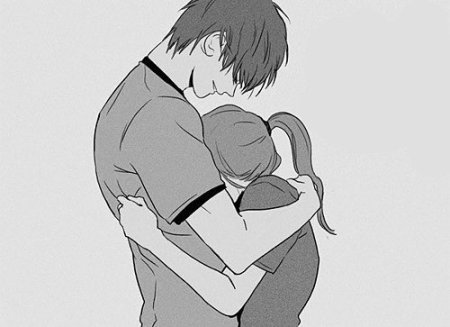 Аниме парень обнимает