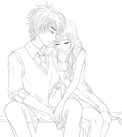 Раскраска аниме пара
