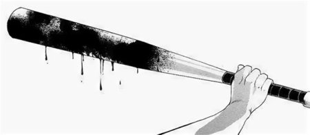 Нарисованная бита с кровью