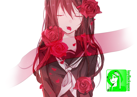 Аниме девушка с розой