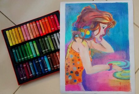 Скетчи масляной пастелью