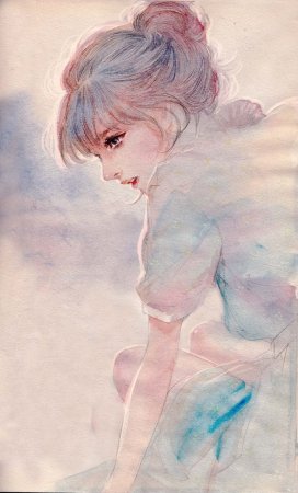 Картина в пастельных тонах девушка