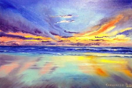 Морской пейзаж акрилом