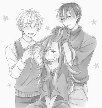 Аниме два парня и девушка Дружба