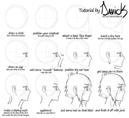 Голова сбоку референс аниме