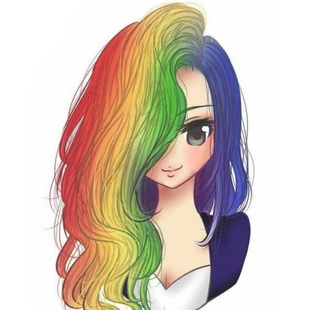 Аниме девушки цветные