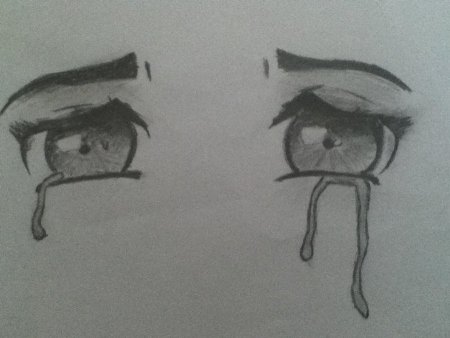 Грустные глаза карандашом аниме