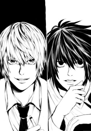 Кира Лайт Ягами чб