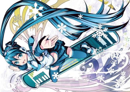 Мику Хацунэ на сноубординг