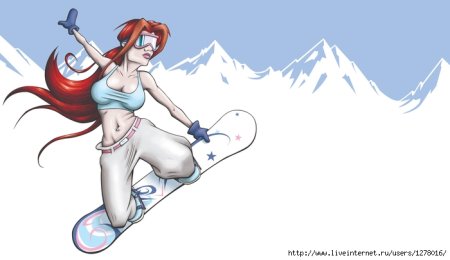 Девушка сноуборд арт