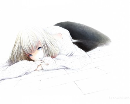 Аниме девушка лежит и плачет